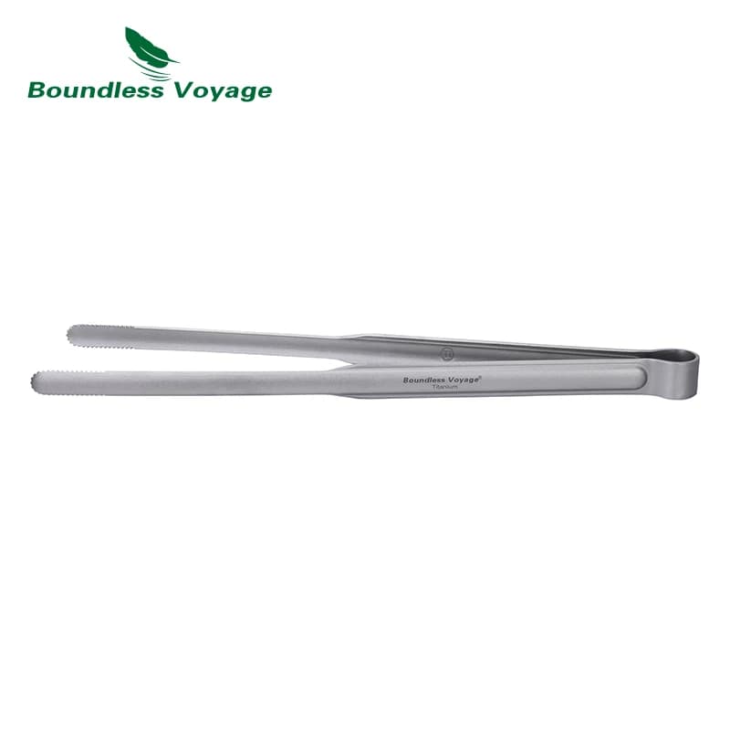 Pince à barbecue en titane, Voyage sans limites, pince alimentaire ultralégère, résistante à la chaleur et à la rouille, pince à griller en titane Ti1014T