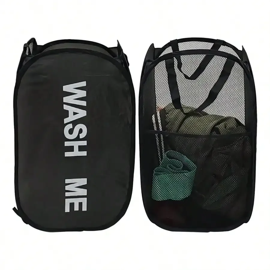 Mir à linge portable en maille, ouverture large, respirant, pliable et peu encombrant