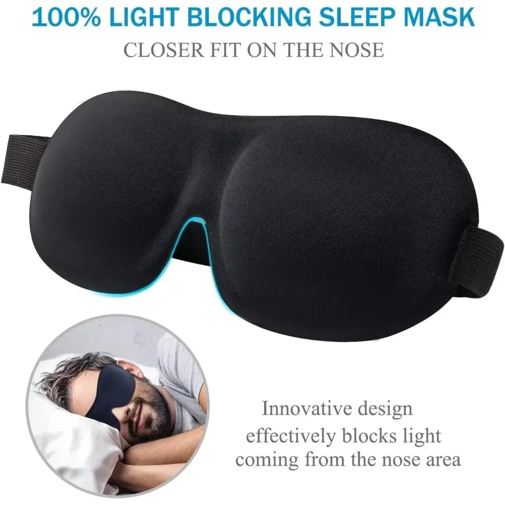 Máscara de sono 3D, venda, auxílio para dormir, máscara de olhos de espuma de memória macia para dormir e viajar, máscara de sono leve, capa para os olhos, estilo leve